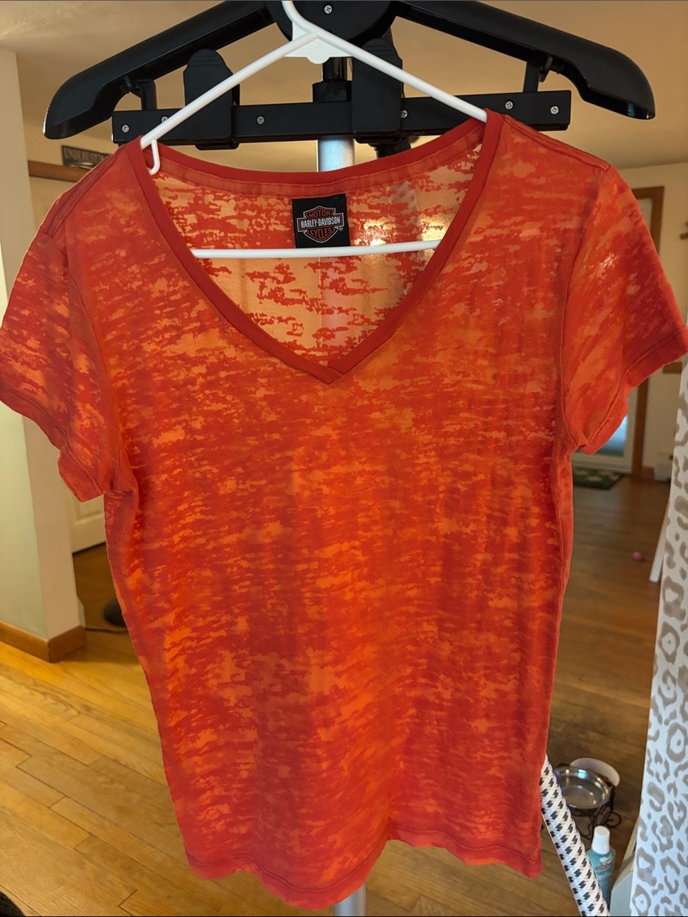 Harley-Davidson Women's Burnout V-Neck Tee in Orange